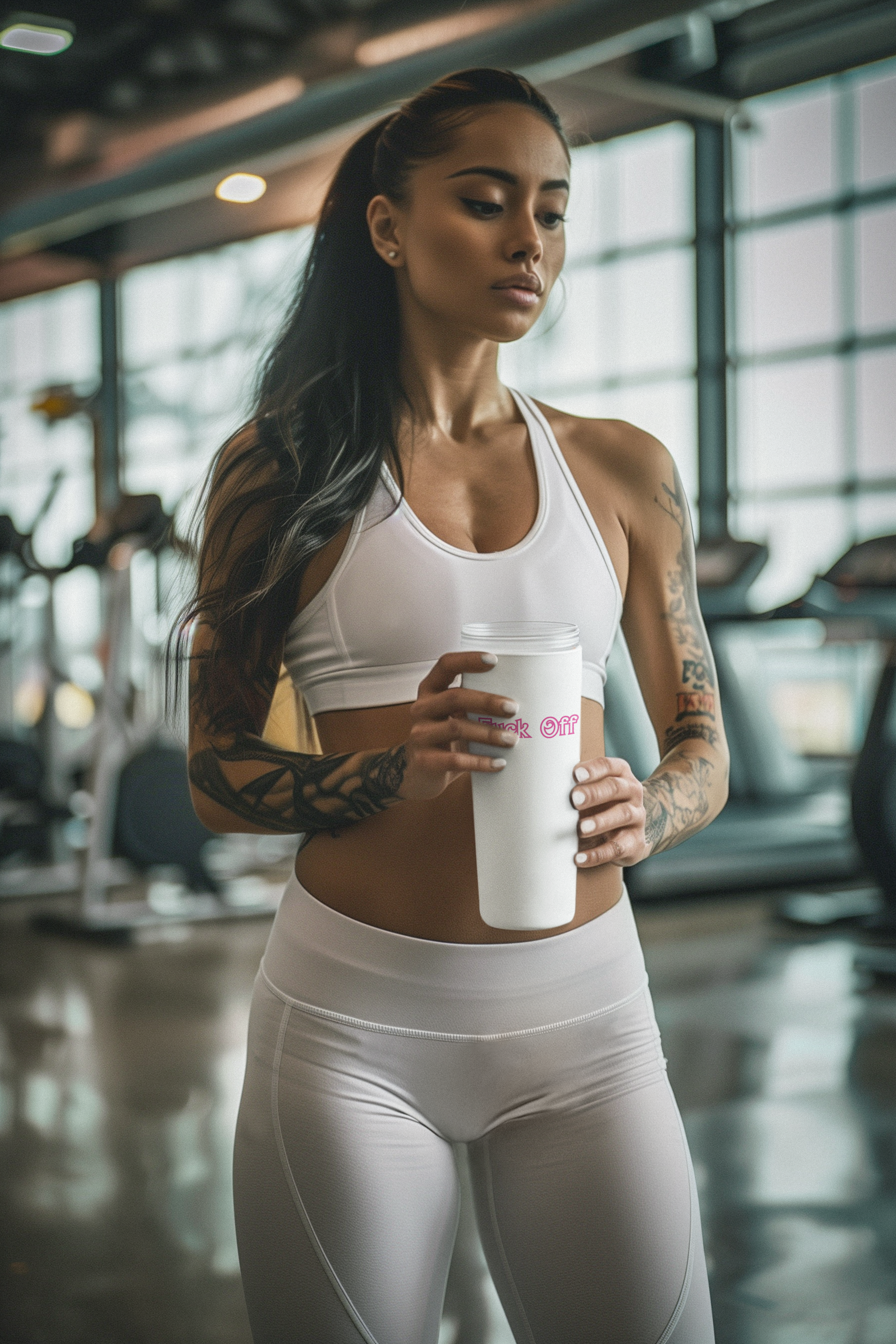 ai-created-mockup-featuring-a-tattooed-woman-holding-a-tumbler-in-a-gym-m38484.png